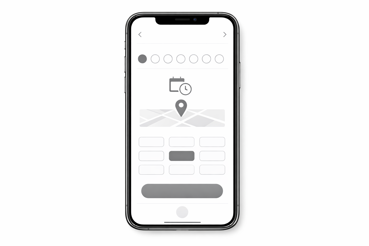 Clean minimalist interface showing simple appointment booking on mobile device